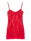 Norma Kamali Lace-panelled Mini Dress In Red