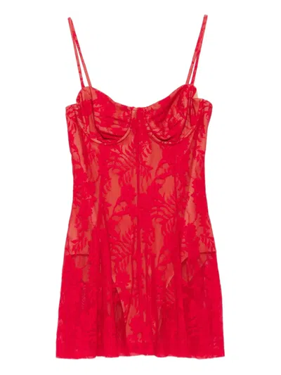 NORMA KAMALI LACE-PANELLED MINI DRESS
