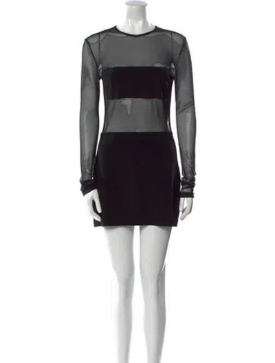 Pre-owned Norma Kamali Lace Pattern Mini Dress In Black