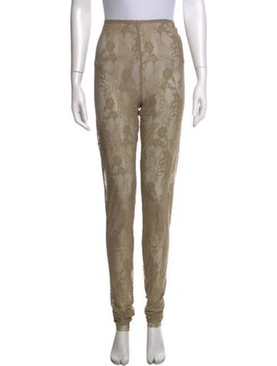 Pre-owned Norma Kamali Lace Pattern Skinny Leg Pants W/ Tags In Neutrals
