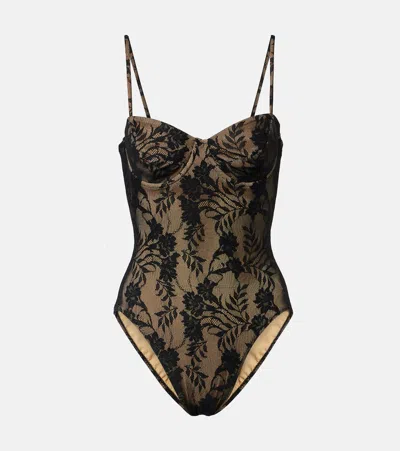 Norma Kamali Mio Lace Underwired Bodysuit In Black