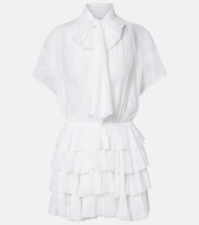 Norma Kamali Lauren Semi-sheer Tiered Lace Minidress In White