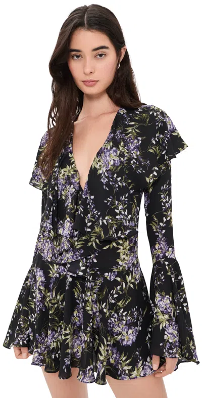 Norma Kamali Lavender Ruffle Mini Dress Lavender Floral In Purple