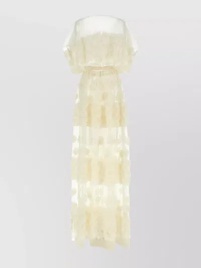 NORMA KAMALI LAYERED FLORAL APPLIQUÉ SHEER OVERLAY DRESS