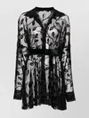 Norma Kamali Leaf Embroidery Mini Dress With Belted Waist