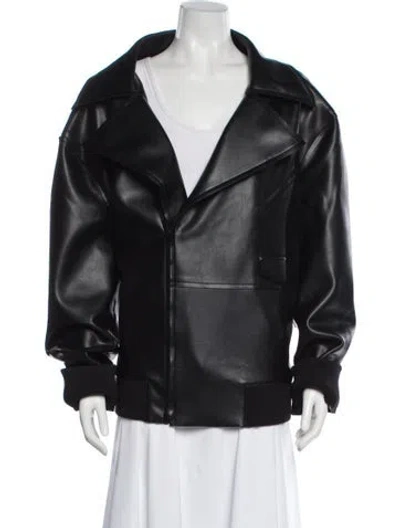 Pre-owned Norma Kamali Leather Biker Jacket In Black