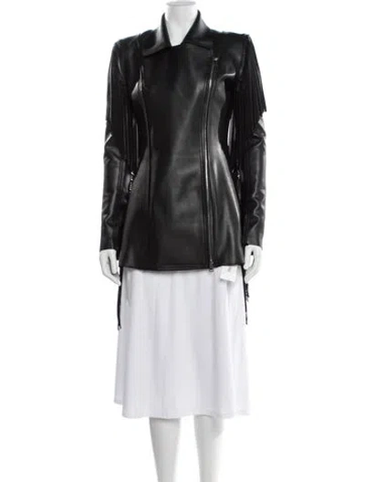 Pre-owned Norma Kamali Leather Biker Jacket In Black