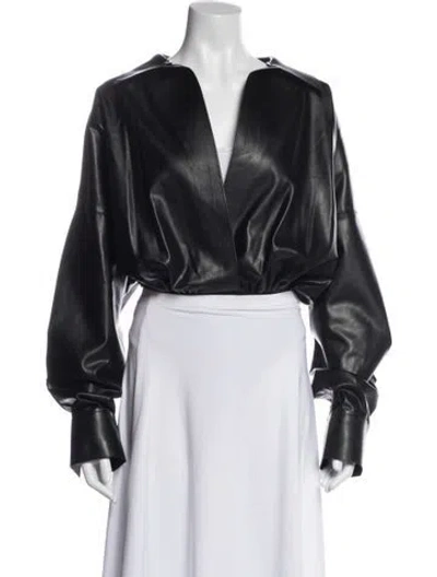 Pre-owned Norma Kamali Leather Jacket In Black