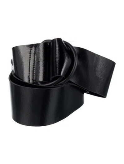 Pre-owned Norma Kamali Leather Waist Belt W/ Tags In Black