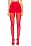 Norma Kamali X Revolve Legging Mesh Bottom Footsie In Tiger Red