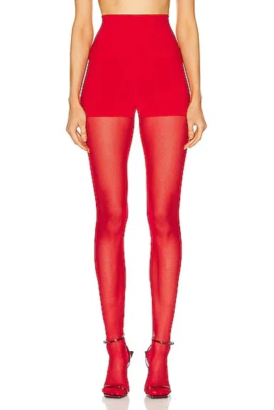 Norma Kamali X Revolve Legging Mesh Bottom Footsie In Tiger Red