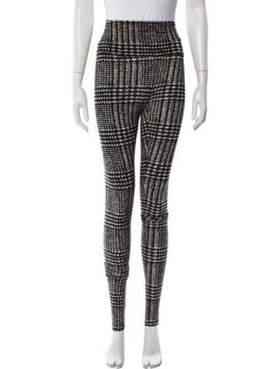 Pre-owned Norma Kamali Leggins Houndstooth Print Sweatpants In Black
