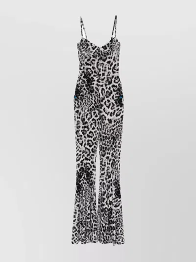 Norma Kamali Leopard Print Fishtail Jumpsuit Straps In Multi