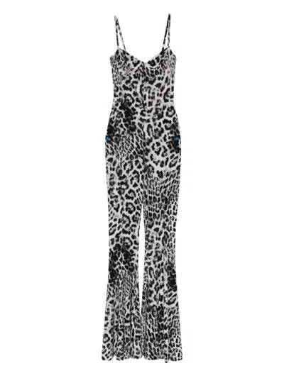 NORMA KAMALI LEOPARD PRINT FLARED JUMPSUIT
