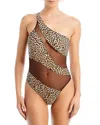 Norma Kamali Leopard Print Mesh One Piece Swimsuit In Snake Mesh Leopard