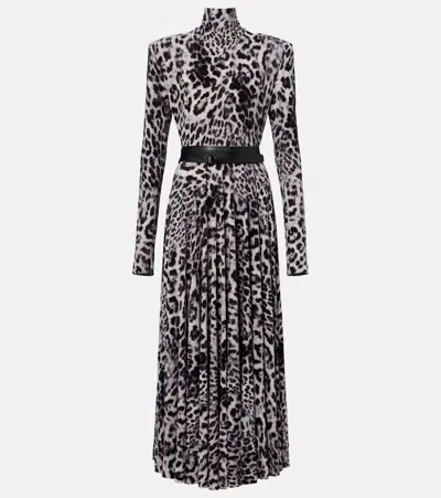 Norma Kamali Leopard-print Midi Dress In Brown