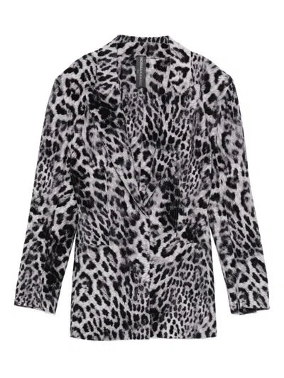 NORMA KAMALI LEOPARD PRINT SINGLE-BREASTED JACKET