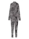 Norma Kamali Leopard-print Turtleneck Jumpsuit In Black
