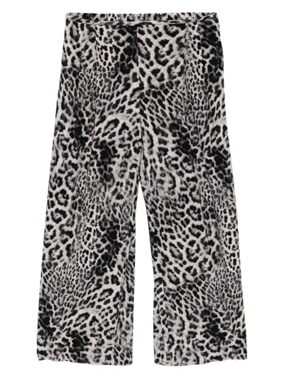 Norma Kamali Leopard Print Wide Leg Trousers In Multi