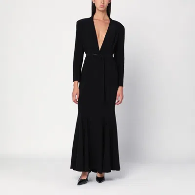 Norma Kamali Long Mermaid Dress Deep V-neckline In Black