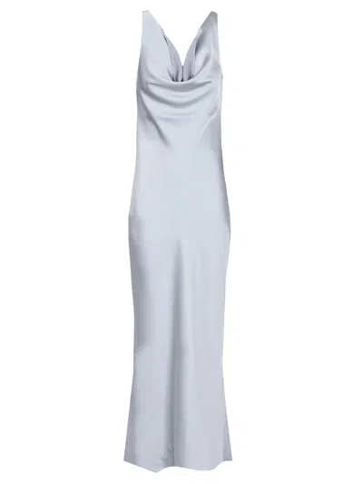 Norma Kamali Long Draped Dress Dresses Silver In Blue