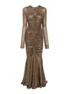 Norma Kamali Shirred Fishtail Gown - Women's - Spandex/elastane/polyester In Bronce