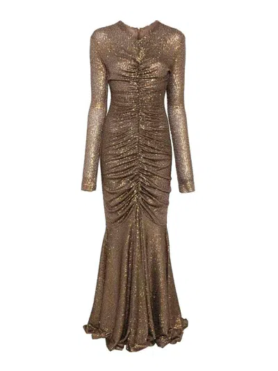 Norma Kamali Shirred Fishtail Gown - Women's - Spandex/elastane/polyester In Gold