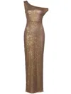 Norma Kamali Sequin Dropped Shoulder Gown In Brown