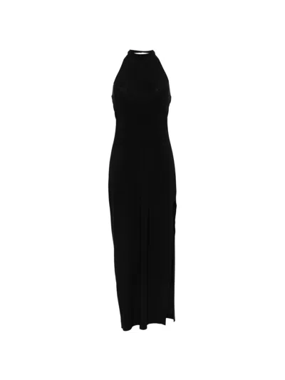 Norma Kamali Long Dress With American Neckline In Black