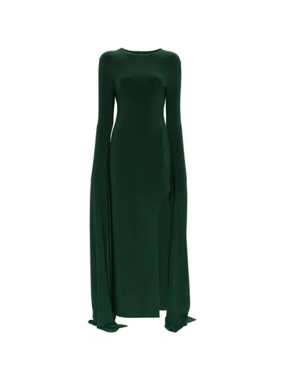 Norma Kamali Long-sleeved Slit Dress In Green