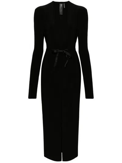 Norma Kamali Long Dress With V-neck In Black