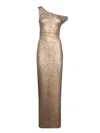Norma Kamali Long Drop Sequin Gold Dress In Metallic