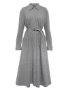 Norma Kamali Long-sleeve Belted Midi Dress In Gray
