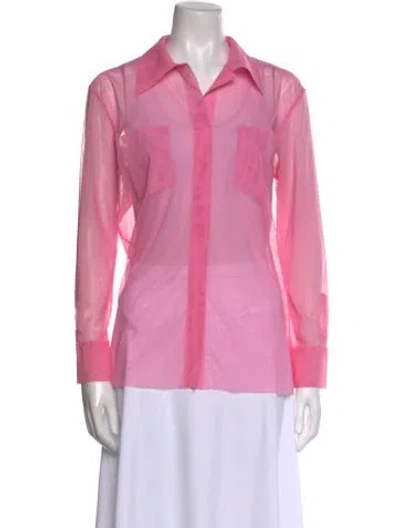 Pre-owned Norma Kamali Long Sleeve Blouse In Pink