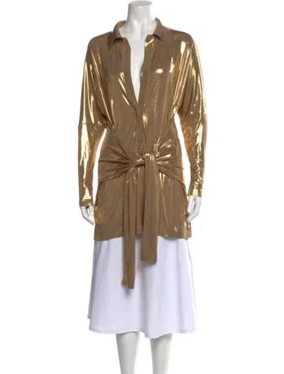 Pre-owned Norma Kamali Long Sleeve Blouse W/ Tags In Gold