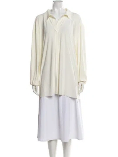 Pre-owned Norma Kamali Long Sleeve Blouse In White