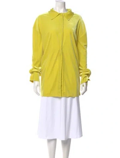 Pre-owned Norma Kamali Long Sleeve Blouse In Yellow