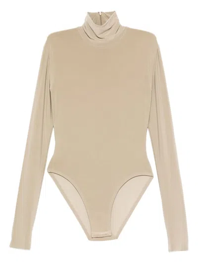 Norma Kamali Long-sleeve Bodysuit In Brown