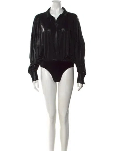 Pre-owned Norma Kamali Long Sleeve Bodysuit In Blue