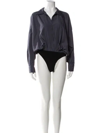 Pre-owned Norma Kamali Long Sleeve Bodysuit In Blue