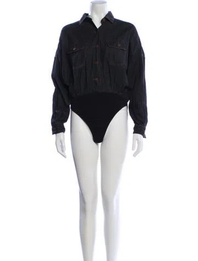 Pre-owned Norma Kamali Long Sleeve Bodysuit In Gray