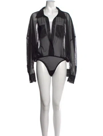 Pre-owned Norma Kamali Long Sleeve Bodysuit W/ Tags In Black
