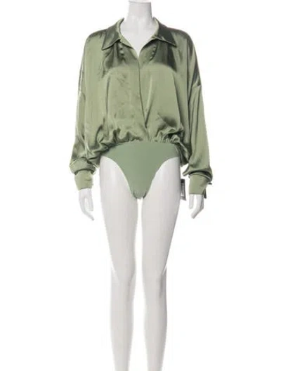 Pre-owned Norma Kamali Long Sleeve Bodysuit W/ Tags In Green