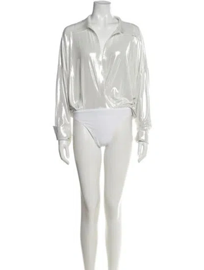 Pre-owned Norma Kamali Long Sleeve Bodysuit W/ Tags In White