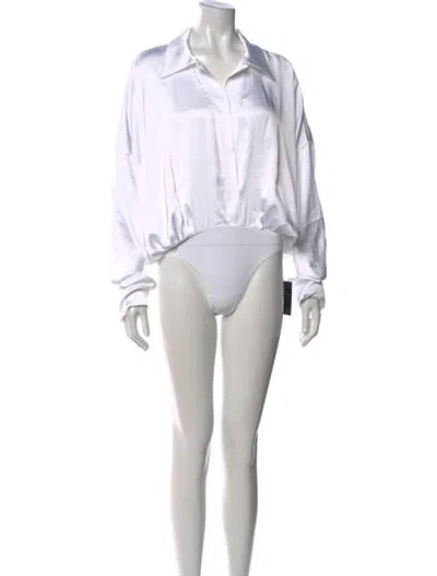 Pre-owned Norma Kamali Long Sleeve Bodysuit W/ Tags In White
