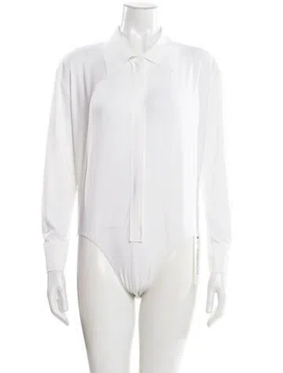 Pre-owned Norma Kamali Long Sleeve Bodysuit In White