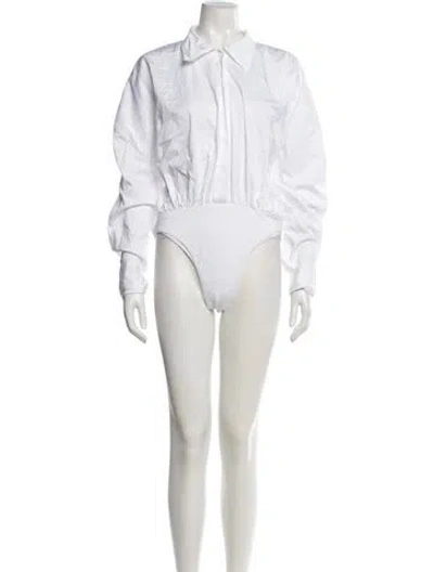 Pre-owned Norma Kamali Long Sleeve Bodysuit In White
