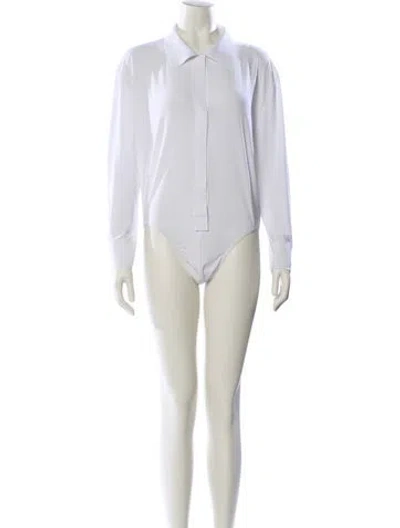 Pre-owned Norma Kamali Long Sleeve Bodysuit In White