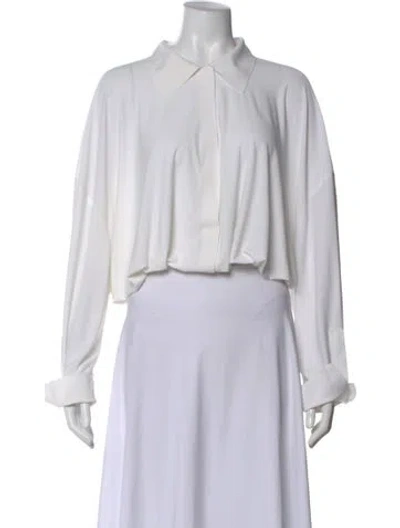 Pre-owned Norma Kamali Long Sleeve Bodysuit In White