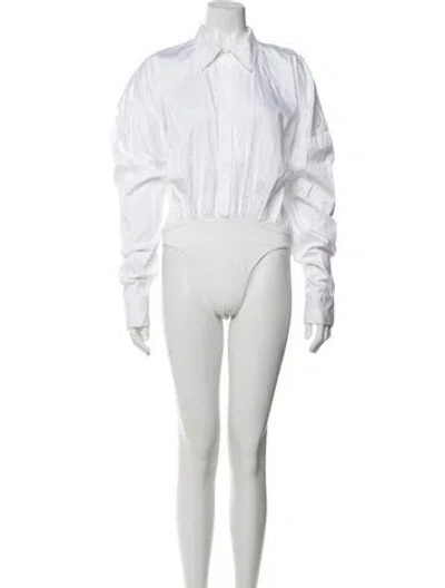 Pre-owned Norma Kamali Long Sleeve Bodysuit In White